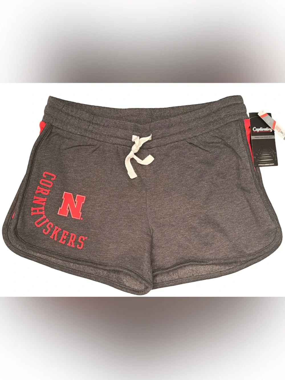 Captivating Apparel Nebraska Cornhuskers Charcoal Gray/Red Lounge Shorts, Medium